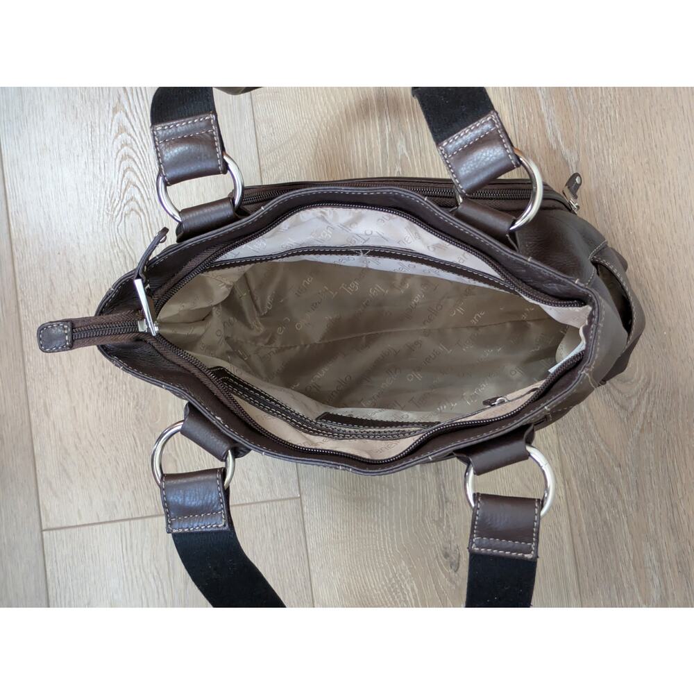 Tignanello Shoulder Bag Large Brown Pebbled Leather Multi Pocket Organizer Tote - Picture 10 of 12